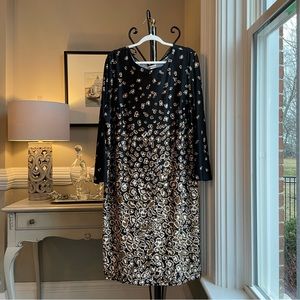 JMS Just My Size Dress Womens 1X Black Animal Print Long Sleeves Stretch Knit